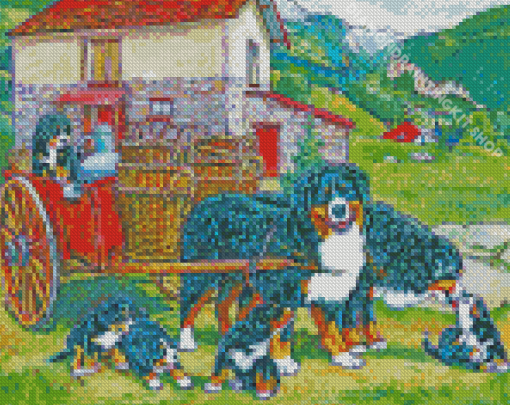 Bernese Mountain Dog Family Diamond Painting