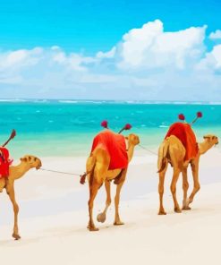 Camels At Mombasa Beach Diamond Painting