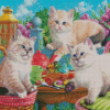 Cat By Tea Table Diamond Painting