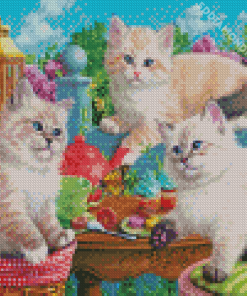 Cat By Tea Table Diamond Painting