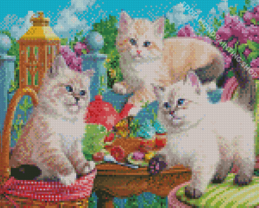 Cat By Tea Table Diamond Painting