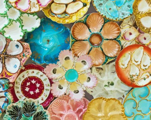 Colorful Oyster Plates Diamond Painting