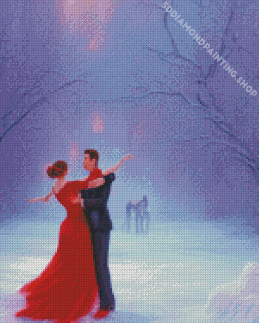 Couple Dancing In Snow Diamond Painting