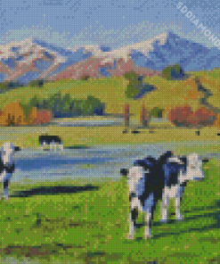 Cows In Field Diamond Painting