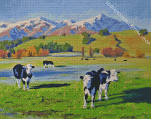 Cows In Field Diamond Painting