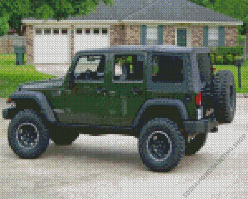 Dark Green Jeep Wrangler Diamond Painting