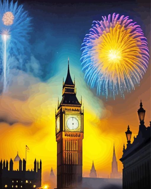 Fireworks London Bridge Diamond Painting