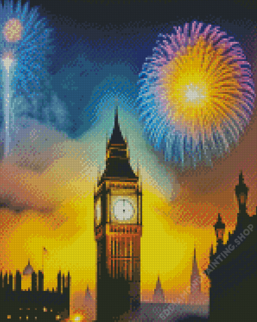 Fireworks London Bridge Diamond Painting