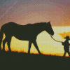 Horse And Boy Silhouette Diamond Painting