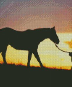 Horse And Boy Silhouette Diamond Painting