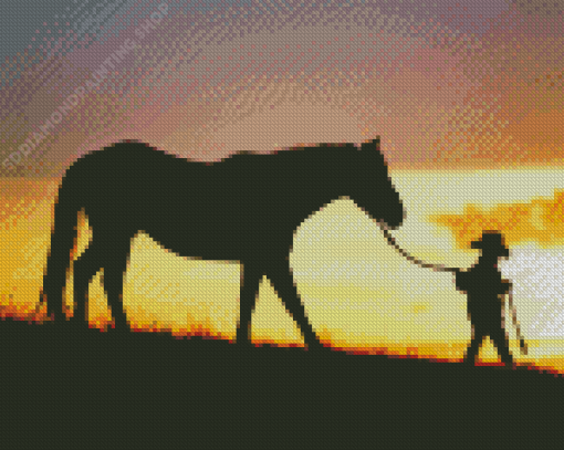 Horse And Boy Silhouette Diamond Painting