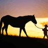 Horse And Boy Silhouette Diamond Painting