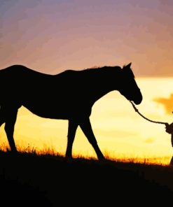 Horse And Boy Silhouette Diamond Painting