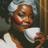 Lady Having Coffee Diamond Painting