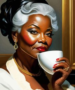 Lady Having Coffee Diamond Painting