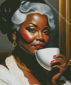 Lady Having Coffee Diamond Painting