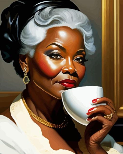 Lady Having Coffee Diamond Painting