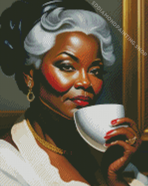 Lady Having Coffee Diamond Painting