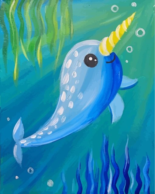 Little Blue Narwhal Diamond Painting