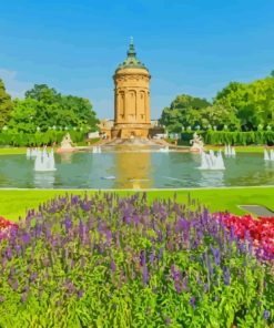 Mannheim Wasserturm Garden Diamond Painting