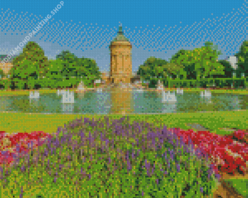 Mannheim Wasserturm Garden Diamond Painting