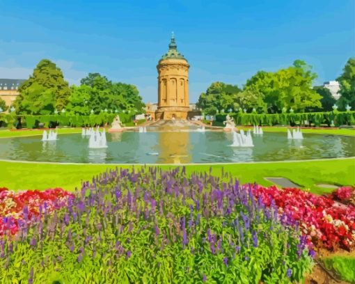 Mannheim Wasserturm Garden Diamond Painting