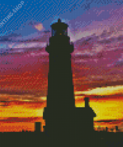 Oregon Lighthouse Silhouette Diamond Painting