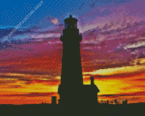 Oregon Lighthouse Silhouette Diamond Painting