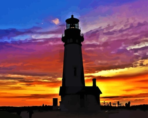 Oregon Lighthouse Silhouette Diamond Painting