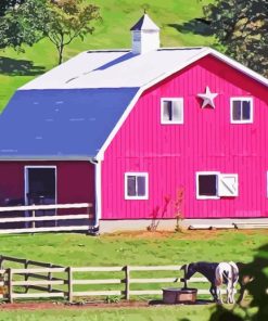 Pink Barn Diamond Painting