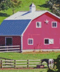 Pink Barn Diamond Painting