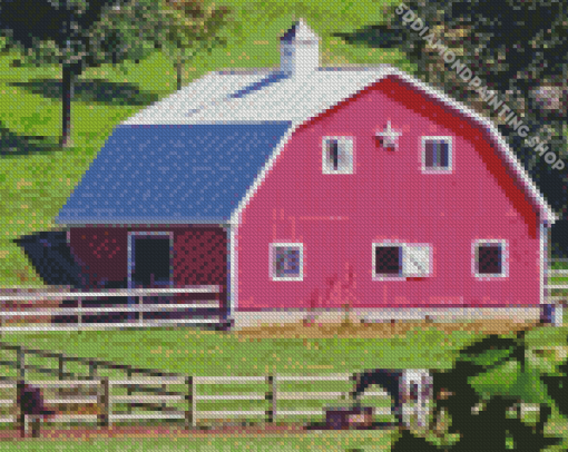 Pink Barn Diamond Painting