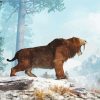 Saber Toothed Cat In Snow Diamond Painting