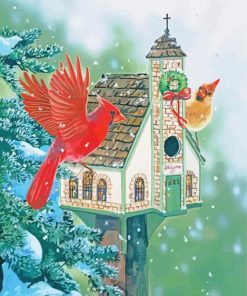 Snow Christmas Birds House Diamond Painting