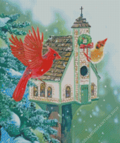 Snow Christmas Birds House Diamond Painting