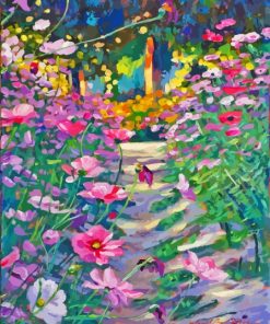 Spring Garden Path With Flowers Blossoms Diamond Painting