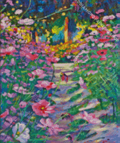 Spring Garden Path With Flowers Blossoms Diamond Painting