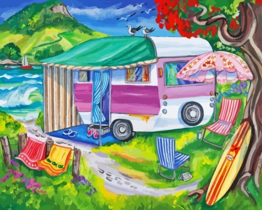 Summer Vanlife Camp Diamond Painting