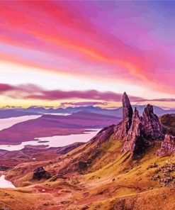 Sunset Over Old Man Of Storr Hill Diamond Painting