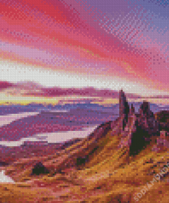 Sunset Over Old Man Of Storr Hill Diamond Painting