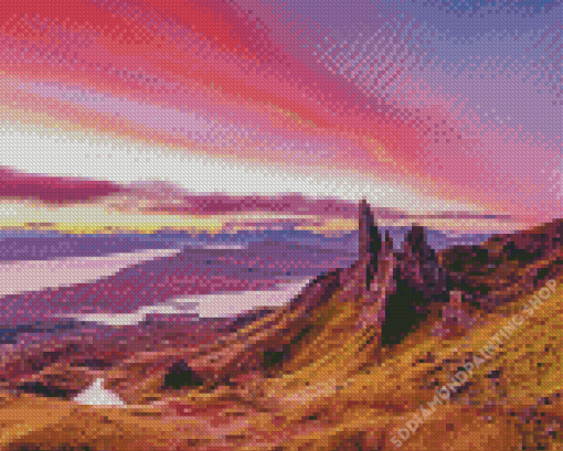 Sunset Over Old Man Of Storr Hill Diamond Painting