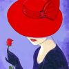 Woman With Red Hat And Rose Diamond Painting