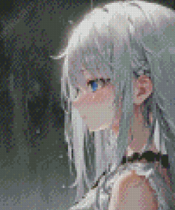 Anime Girl With White Hair Diamond Painting