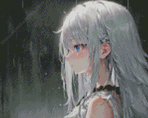 Anime Girl With White Hair Diamond Painting