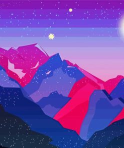 Blue And Pink Mountains Diamond Painting