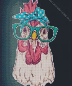 Chicken Wearing Glasses And Bandana Diamond Painting