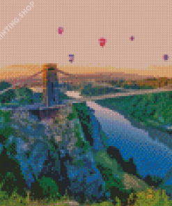 Clifton Bridge And Ballons Diamond Painting