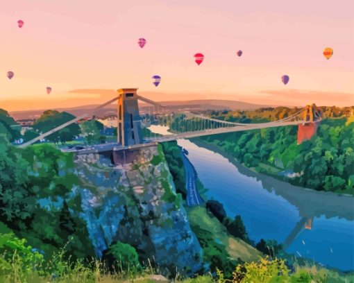 Clifton Bridge And Ballons Diamond Painting