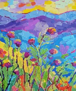 Colorful Abstract Thistle Field Diamond Painting