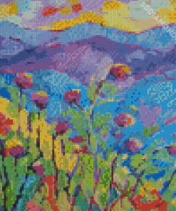 Colorful Abstract Thistle Field Diamond Painting